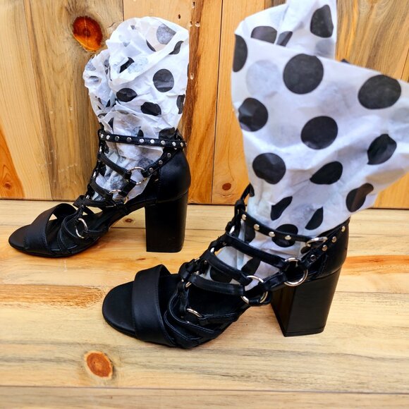 Torrid Black O-ring Studded Strappy Heels Size 9 Wide Width - Picture 7 of 9